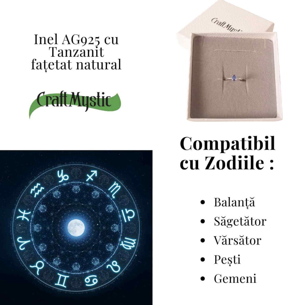 Inel din Argint 925 reglabil cu Tanzanit Fatetat — o raza de lumina violet purtata cu calm si echilibru [5]