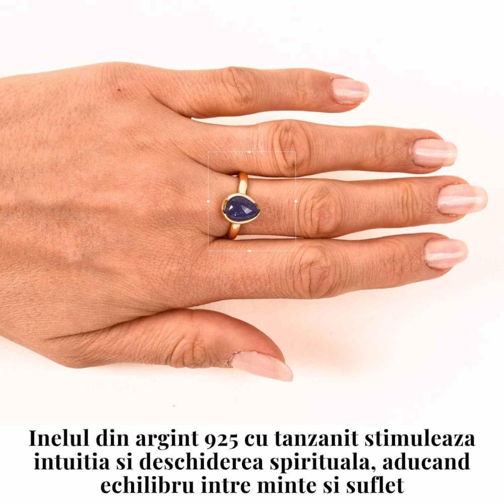 Inel Argint 925 cu Tanzanit in Forma de Lacrima  Marime 55 (EU) / 7 (US)– Transformare si Claritate Spirituala [2]