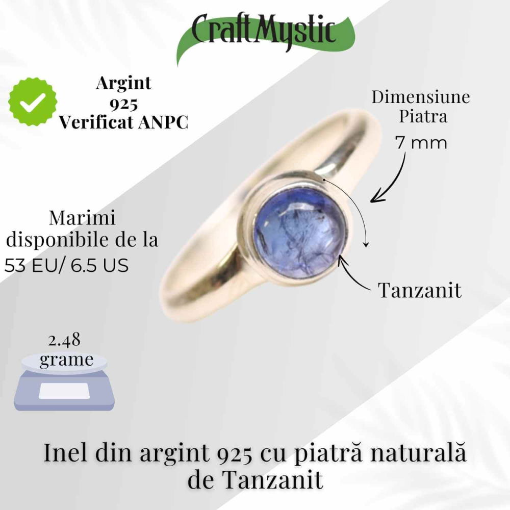 Inel Argint 925 cu Tanzanit Rotund – Claritate si Transformare Interioara [5]