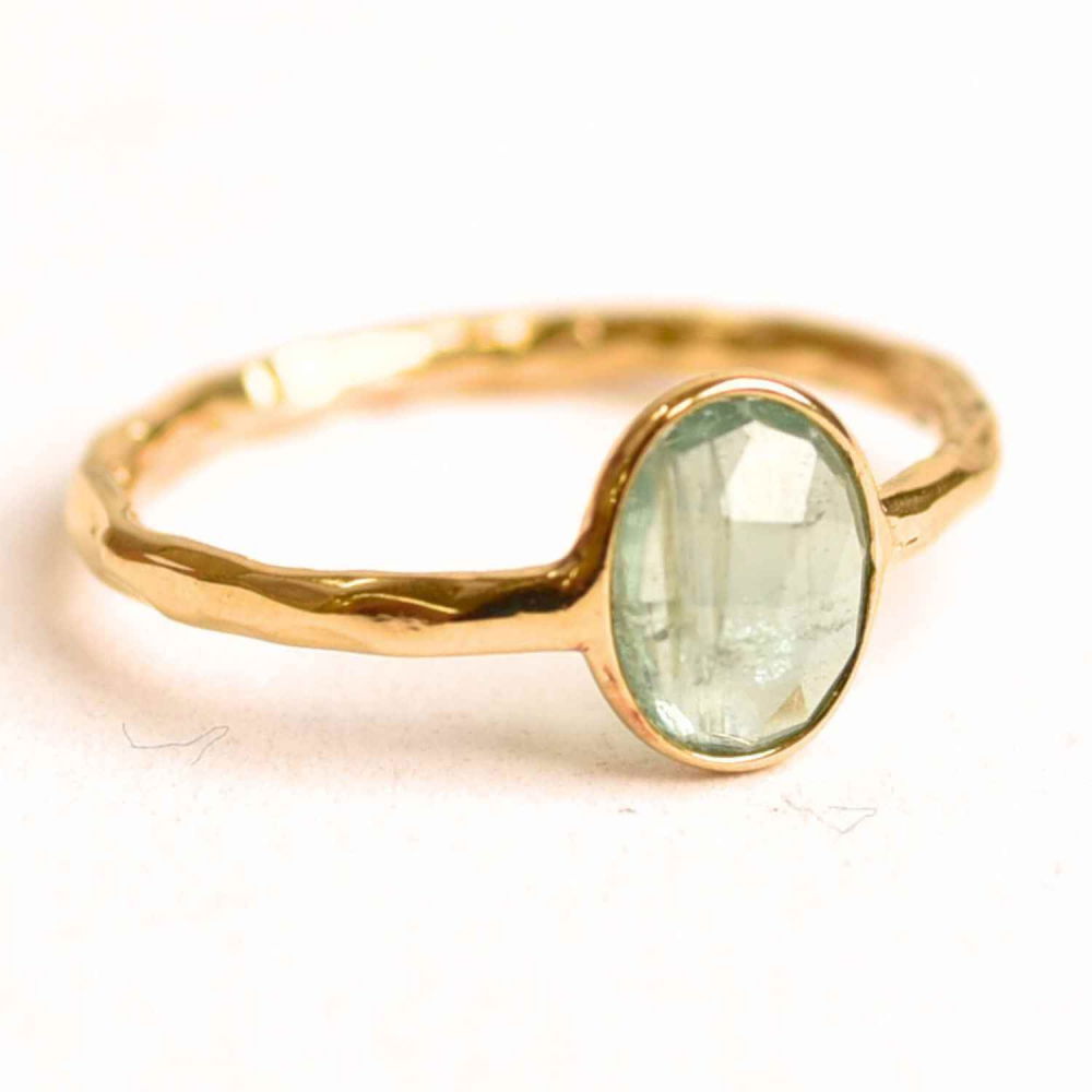 Inel argint 925 placat cu aur 18K si Kyanit verde menta fatetat – Echilibru si incredere [1]