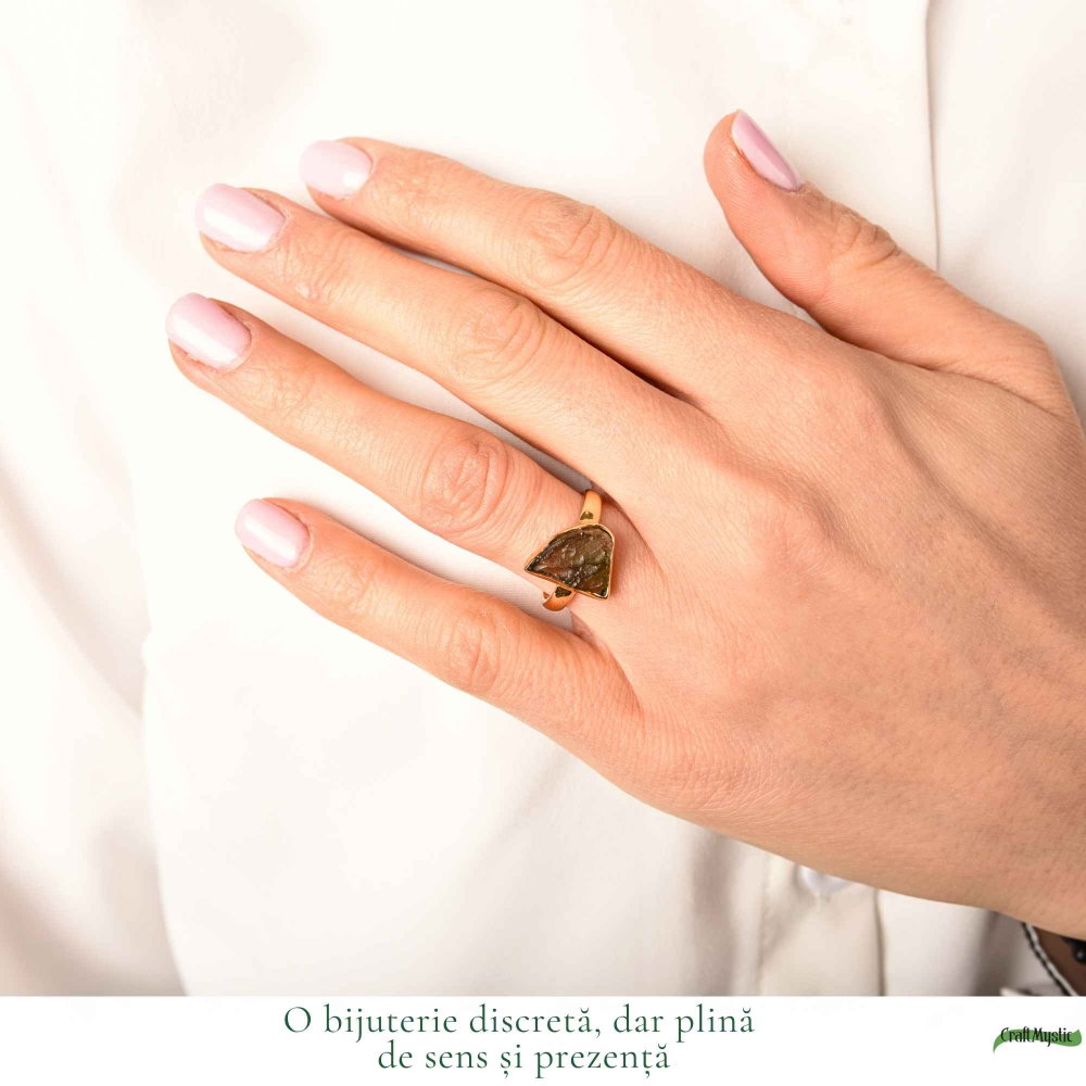 Inel argint 925 placat cu aur de 18k si moldavit brut , M6/51 – energie autentica si transformare interioara [2]
