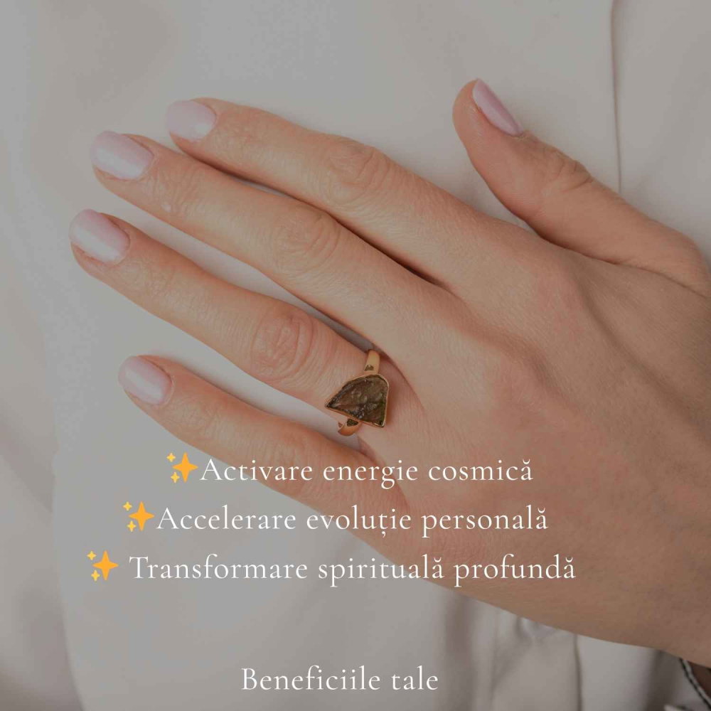 Inel argint 925 placat cu aur de 18k si moldavit brut , M6/51 – energie autentica si transformare interioara [3]