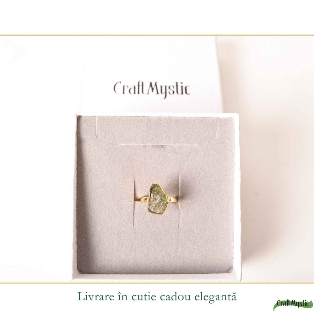 Inel argint 925 placat cu aur de 18k si moldavit brut neuniform, M6.5/53 – energie profunda si transformare autentica [6]