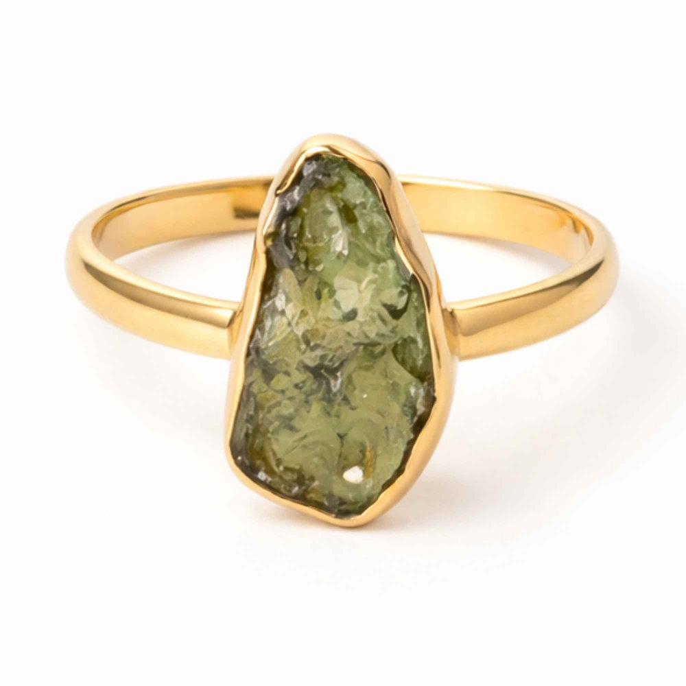 Inel argint 925 placat cu aur de 18k si moldavit brut neuniform, M6.5/53 – energie profunda si transformare autentica [1]