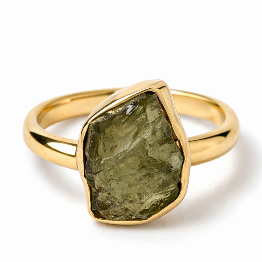 Inel argint 925 placat cu aur de 18k si moldavit brut neuniform, M6.5/53 – energie puternica si transformare autentica [1]