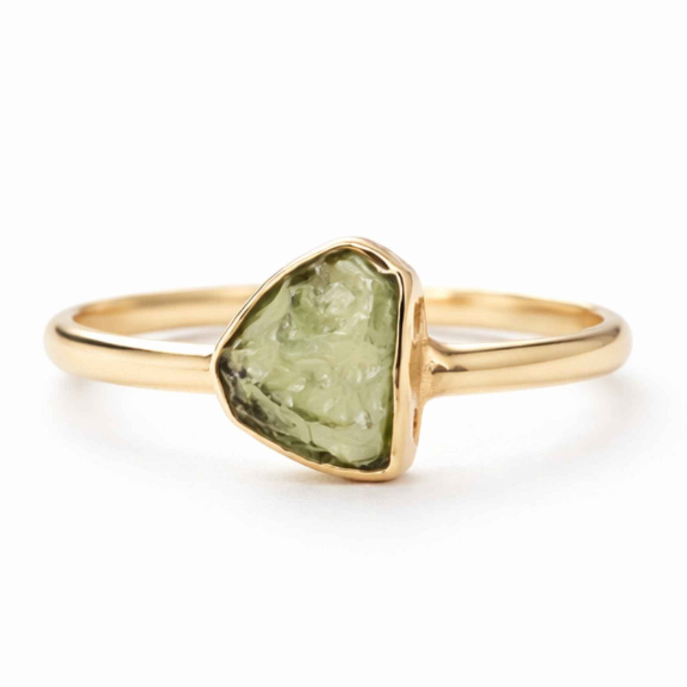 Inel argint 925 placat cu aur de 18k si moldavit bru, M4.5/48 – energie subtila si transformare interioara [1]