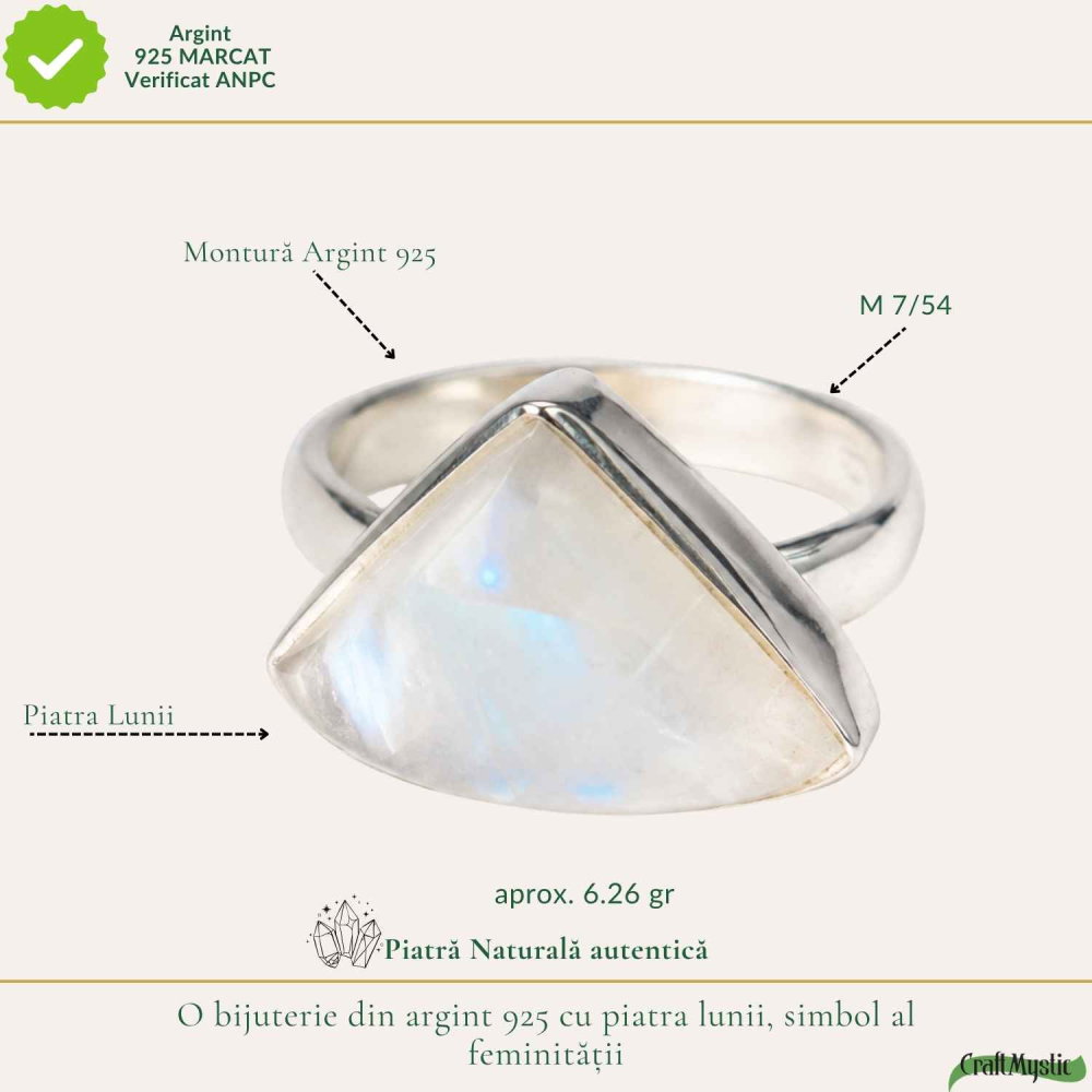 Inel Argint 925 cu Piatra Lunii Triunghi – Intuite si Feminitate Delicata [4]