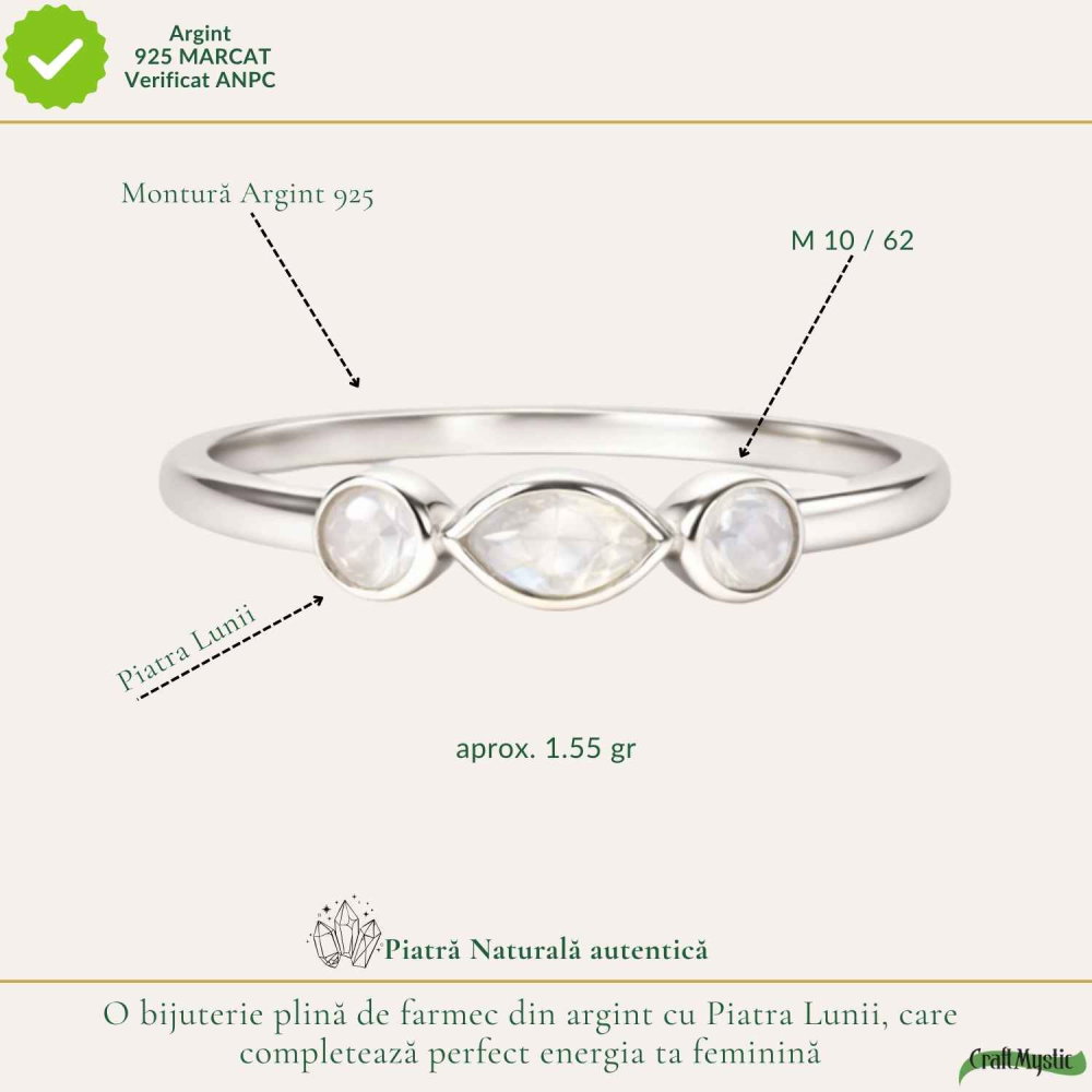 Inel Argint 925 Triplu cu Piatra Lunii Fatetata – Intuitie si Delicatete [4]