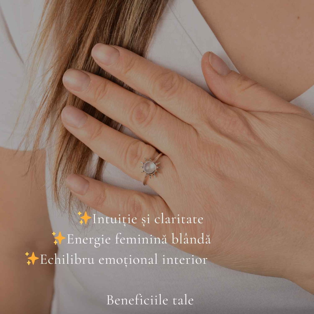 Inel Argint 925 cu Piatra Lunii si Soare – Feminitate si Echilibru Interior [3]