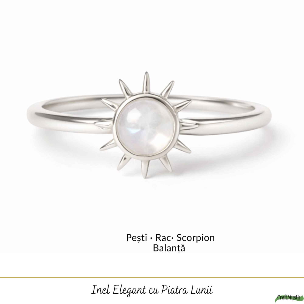 Inel Argint 925 cu Piatra Lunii si Soare – Feminitate si Echilibru Interior [5]