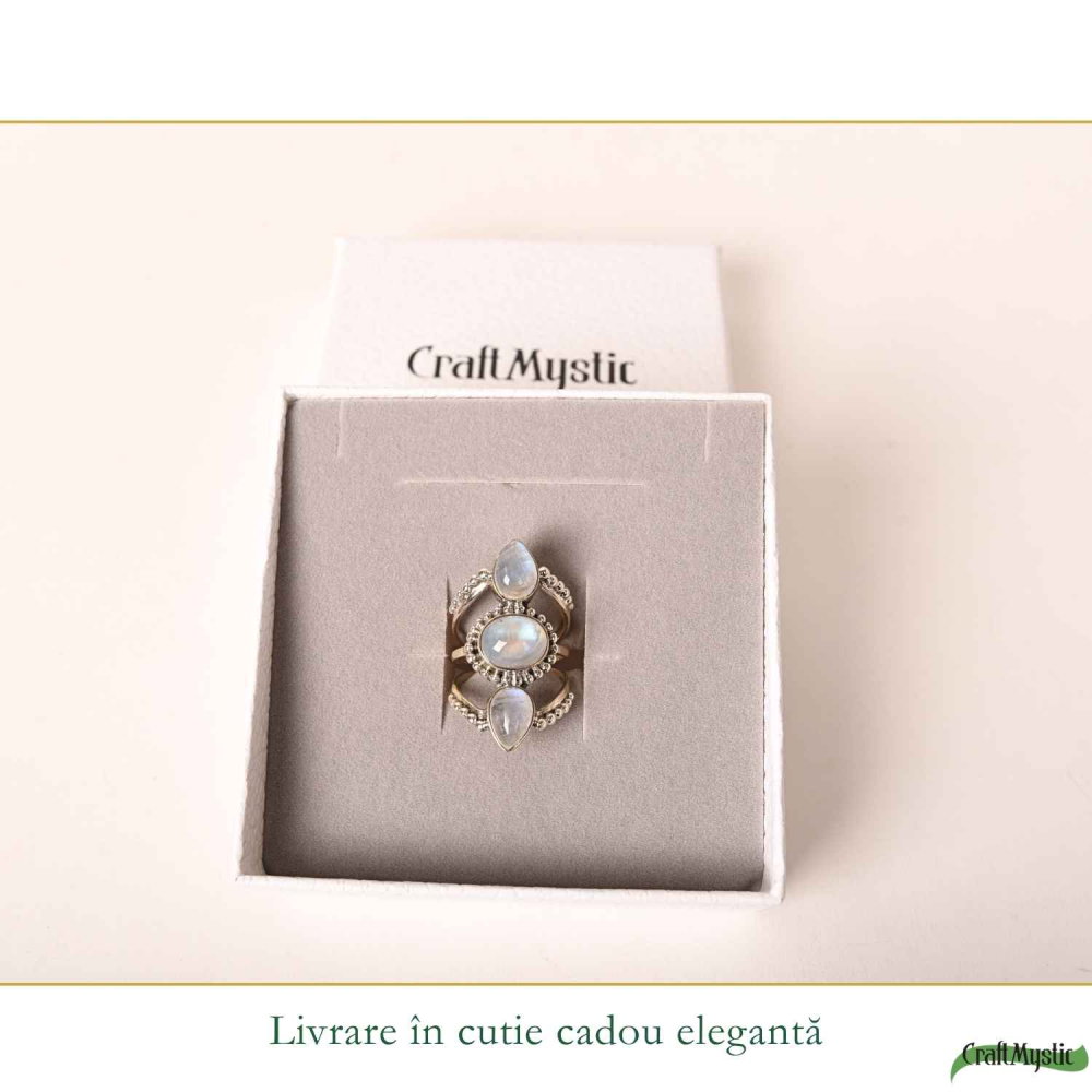 Inel Argint 925 Vintage Triplu cu Piatra Lunii – Intuitie si Eleganta Clasica [6]