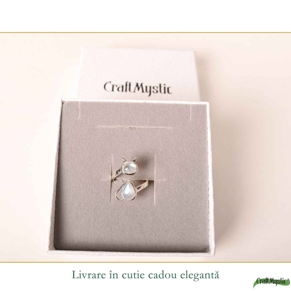 Inel Argint 925 Pisica cu Piatra Lunii – Intuitie si Protectie Feminina [6]