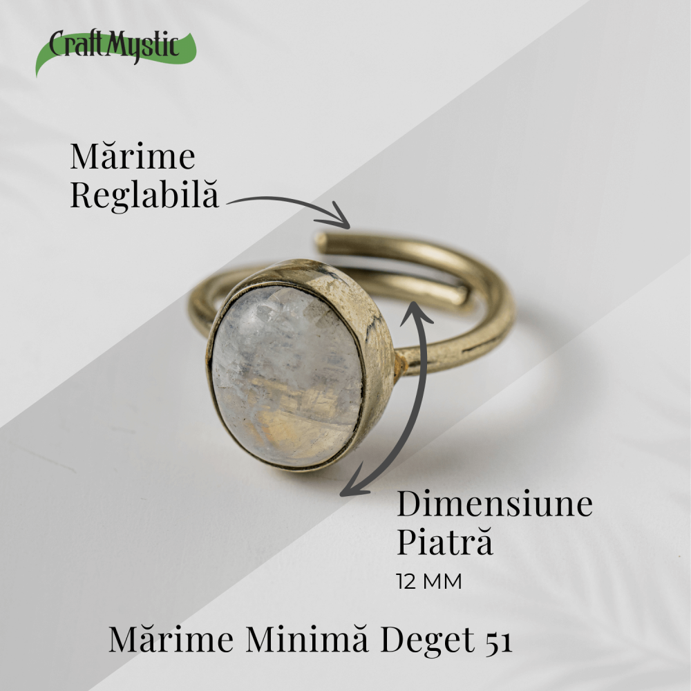 Inel Reglabil Argintiu cu Piatra Lunii Curcubeu – Intuitie si Liniste [5]
