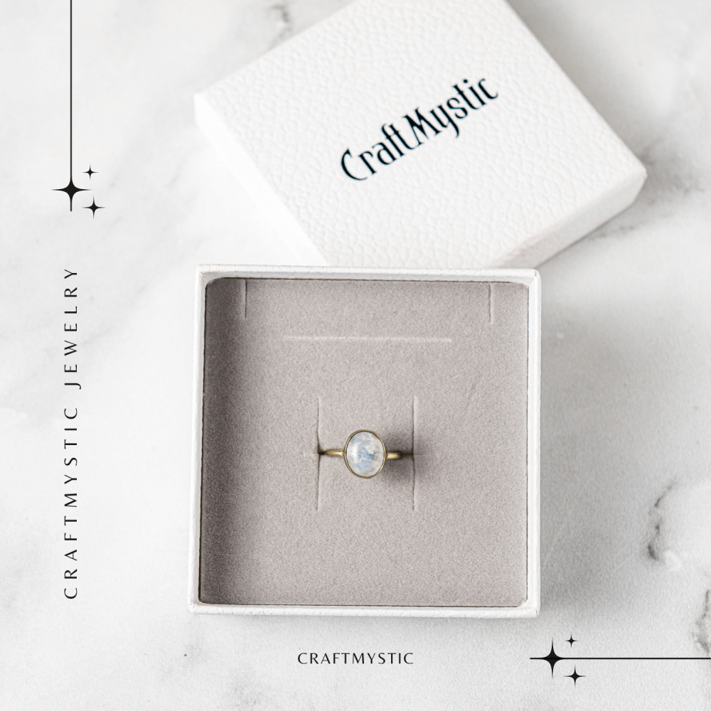 Inel Reglabil Argintiu cu Piatra Lunii Curcubeu – Intuitie si Liniste [6]