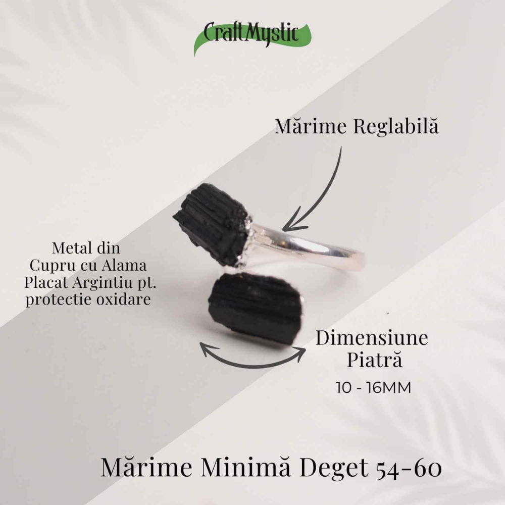Inel Argintiu cu Dubla Turmalina Neagra - Protectie si Eleganta [3]