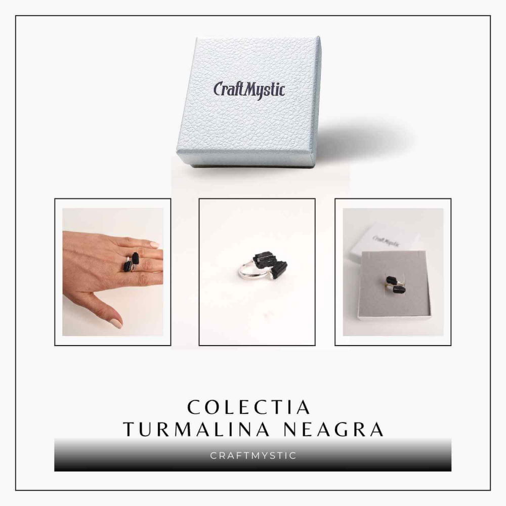 Inel Argintiu cu Dubla Turmalina Neagra - Protectie si Eleganta [6]
