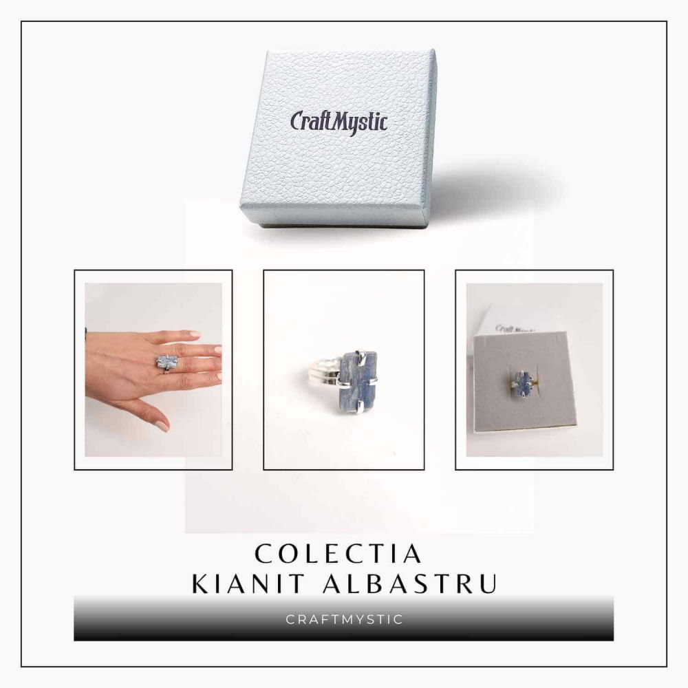 Inel Argintiu cu Kianit (cianit) Albastru - Claritate si Echilibru [6]