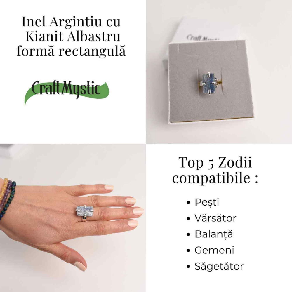 Inel Argintiu cu Kianit (cianit) Albastru - Claritate si Echilibru [5]