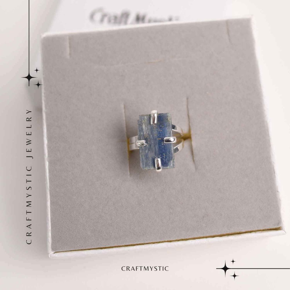 Inel Argintiu cu Kianit (cianit) Albastru - Claritate si Echilibru [7]