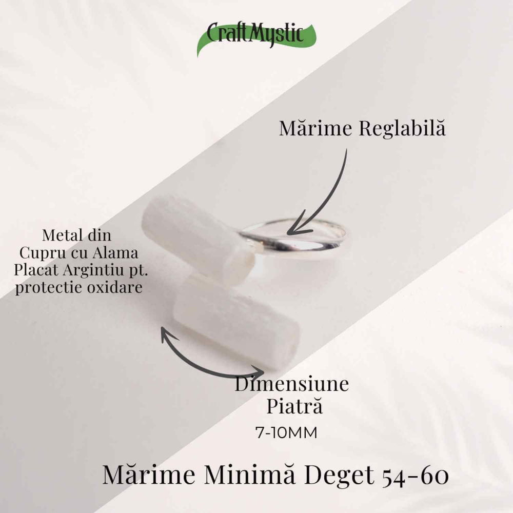 Inel Reglabil Argintiu cu Dublu Selenit, Claritate si Purificare [4]