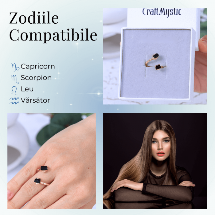 Inel auriu cu dubla Turmalina Neagra, pentru protectie si echilibru [6]