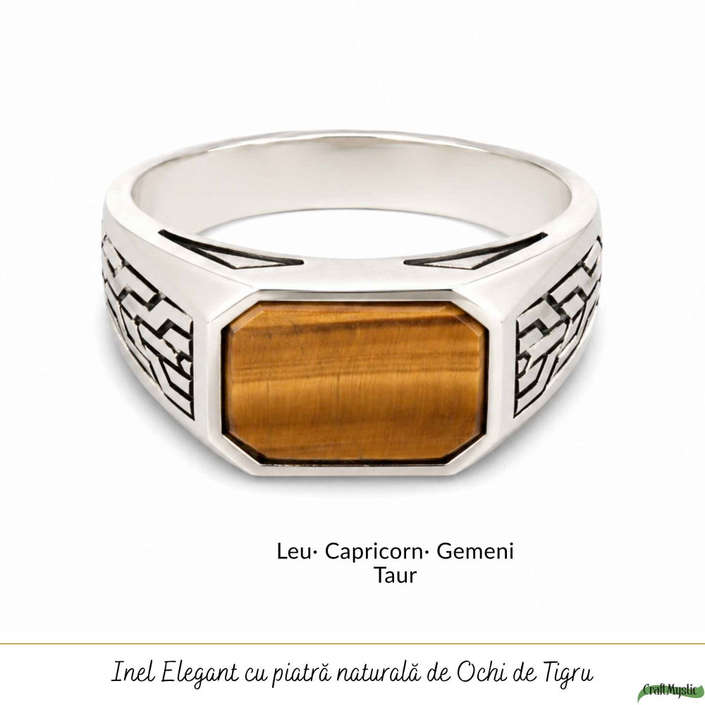 Inel Barbatesc Argint 925 cu Ochi de Tigru Dreptunghi – Protectie si Incredere [5]