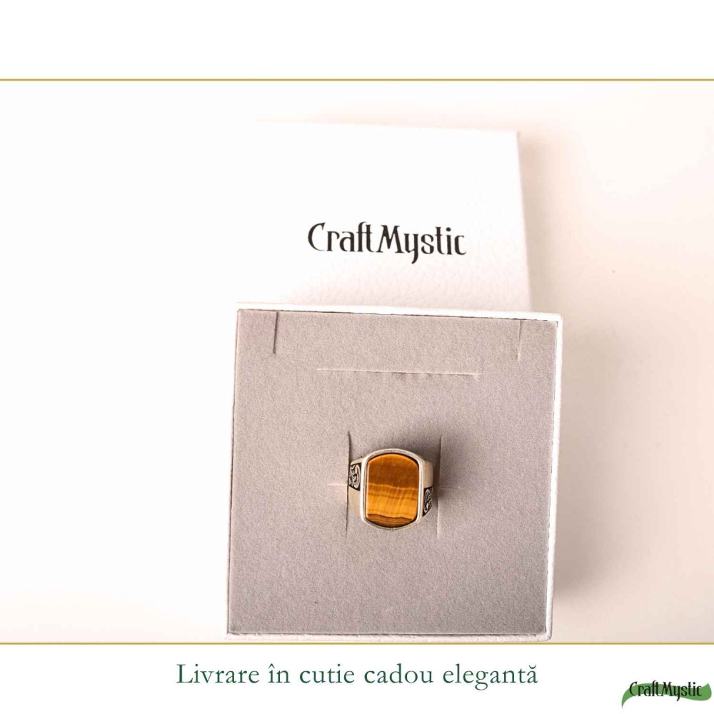 Inel Barbatesc Argint 925 cu Ochi de Tigru Dreptunghi – Protectie si Curaj [6]