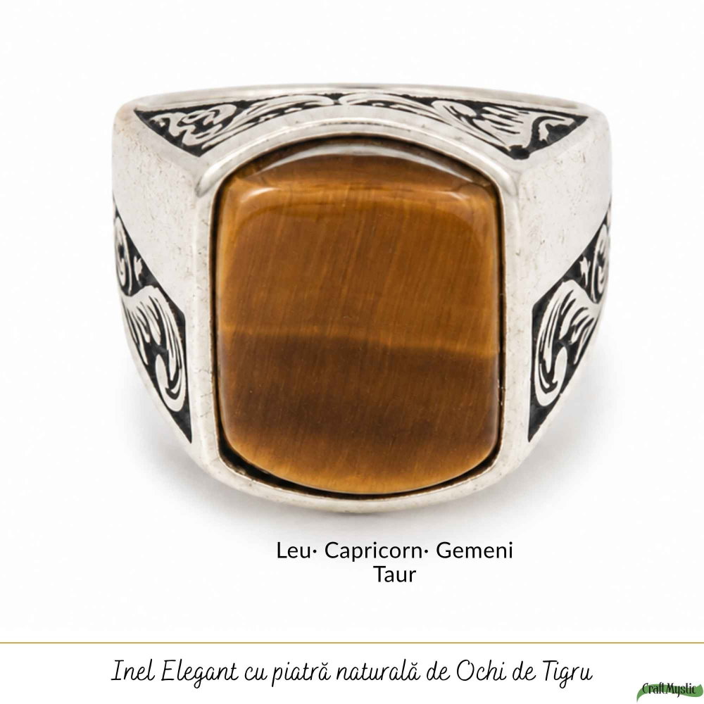 Inel Barbatesc Argint 925 cu Ochi de Tigru Dreptunghi – Protectie si Curaj [5]