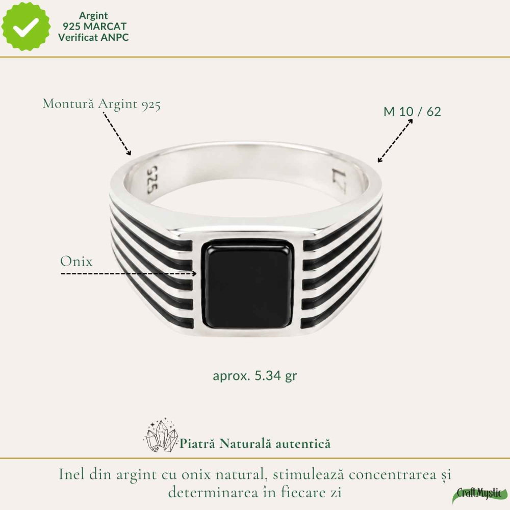 Inel Barbatesc Argint 925 cu Onix – Protectie si Eleganta Masculina [4]