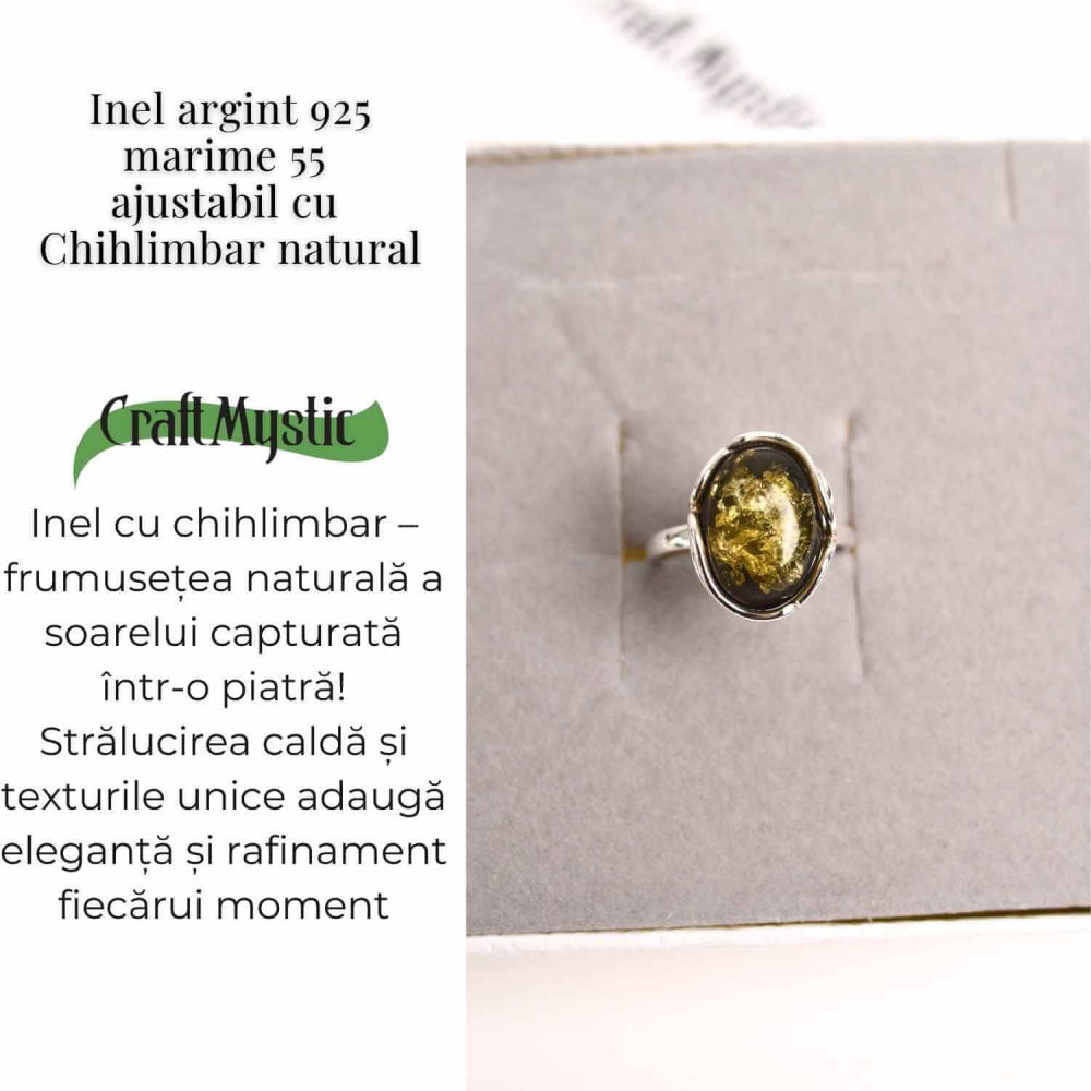 Inel ajustabil argint 925 cu chihlimbar natural – Eleganta unica [6]