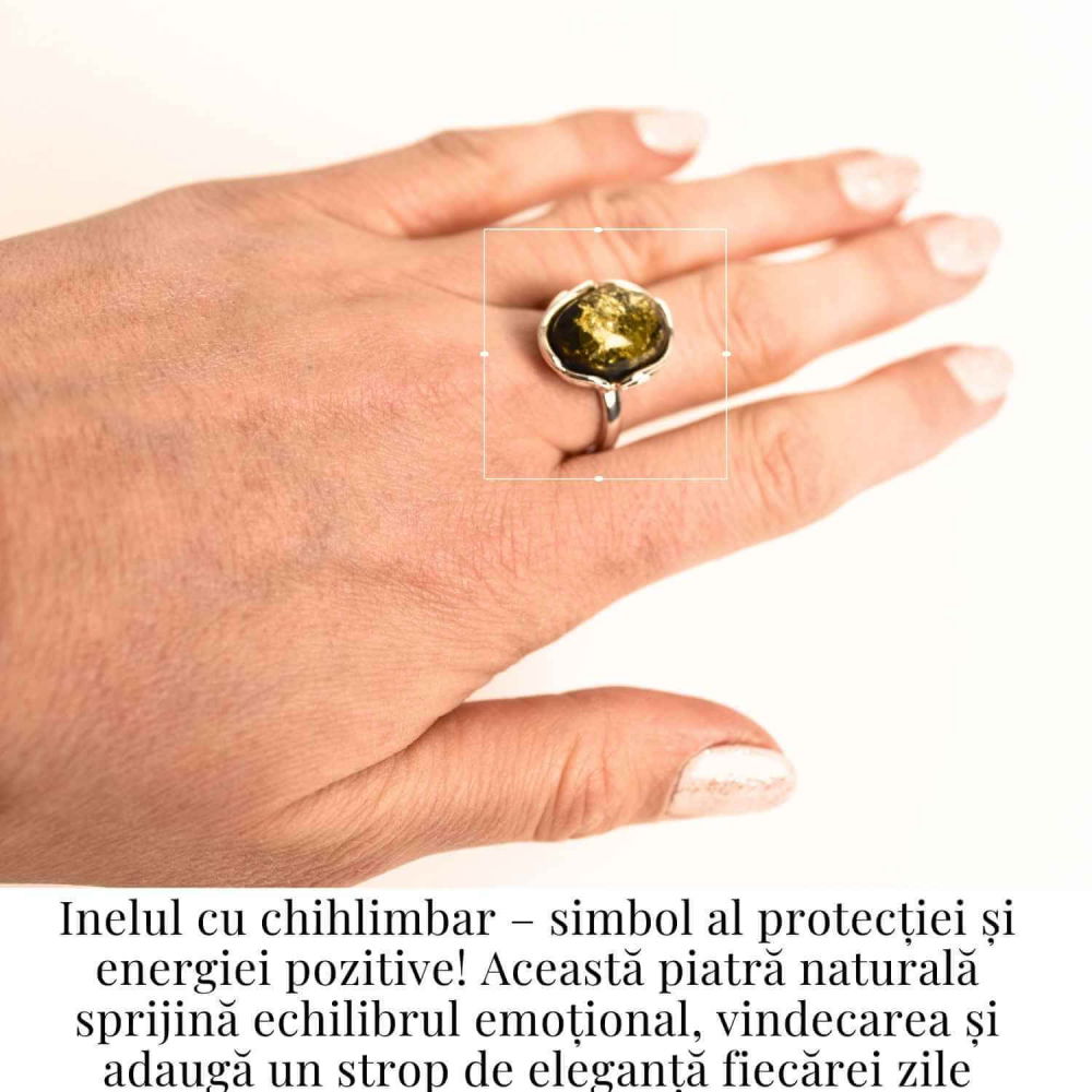 Inel ajustabil argint 925 cu chihlimbar natural – Eleganta unica [2]