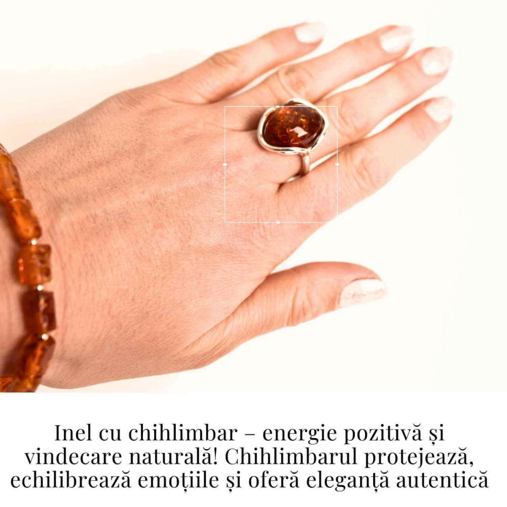 Inel argint 925 ajustabil cu chihlimbar natural – Energie si Eleganta [2]