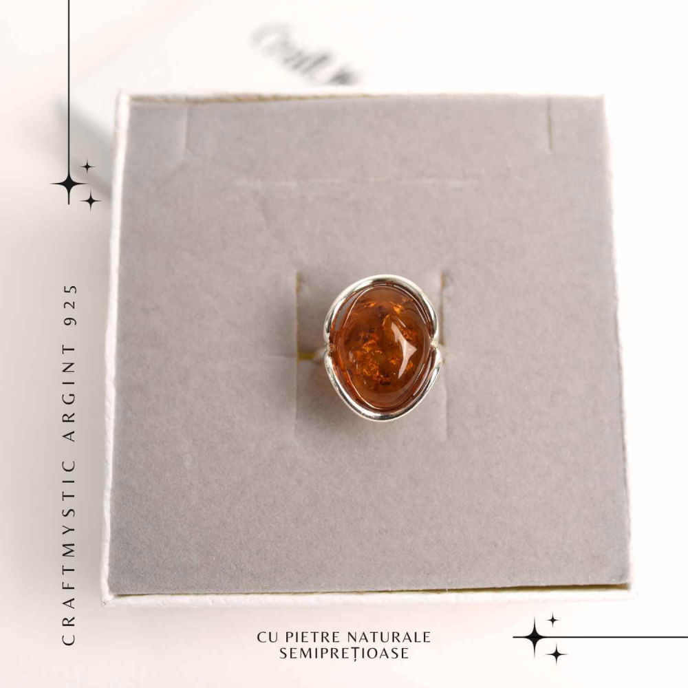 Inel argint 925 ajustabil cu chihlimbar natural – Energie si Eleganta [3]