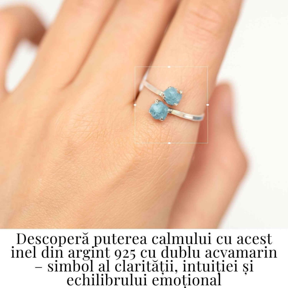 Inel Argint 925 cu Dublu Acvamarin – Claritate si Liniste Interioara [2]