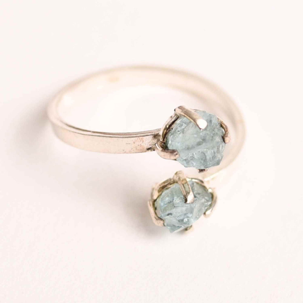 Inel Argint 925 cu Dublu Acvamarin – Claritate si Liniste Interioara [1]