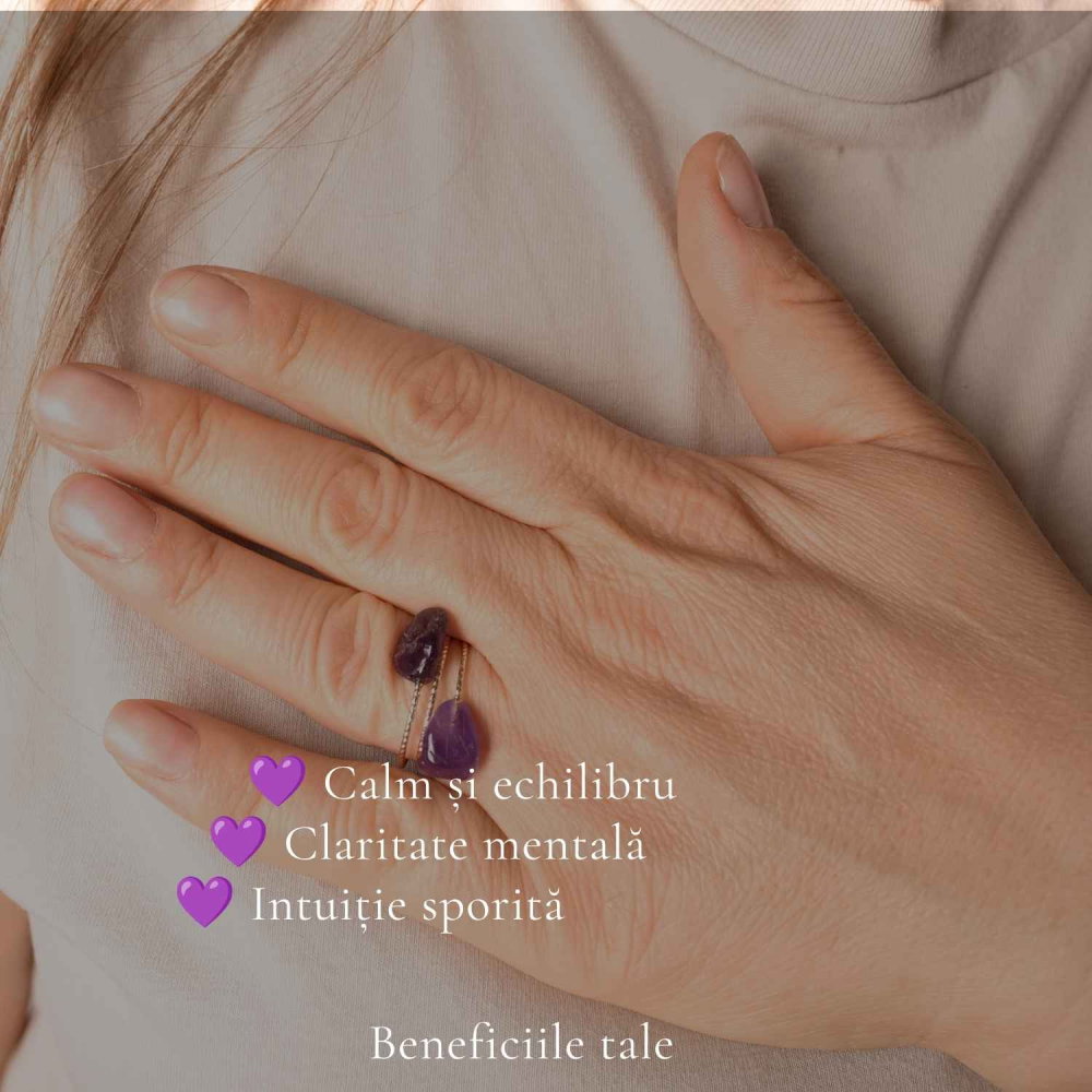 Inel cu Ametist Natural si Cupru – Claritate Interioara si Echilibru Emotional [3]
