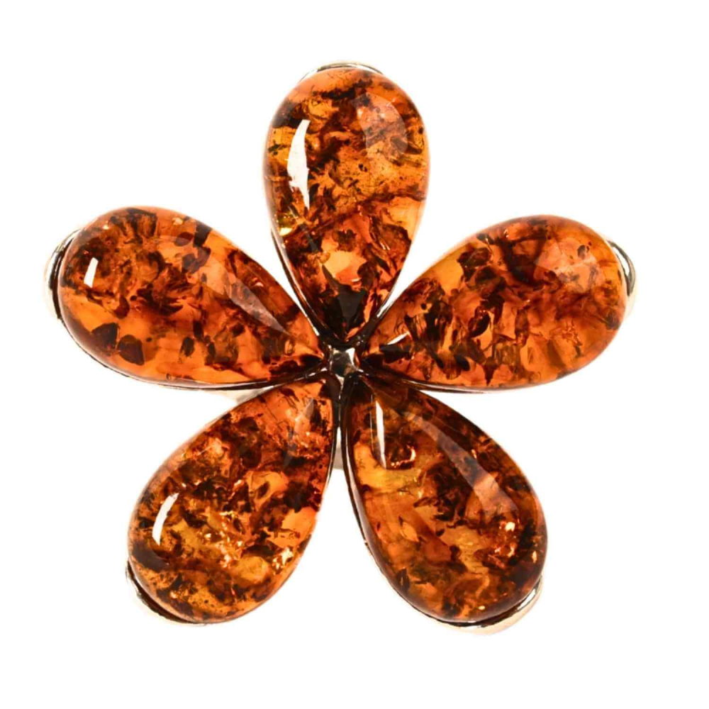 Inel din argint 925 cu chihlimbar natural – Floare a caldurii interioare [6]