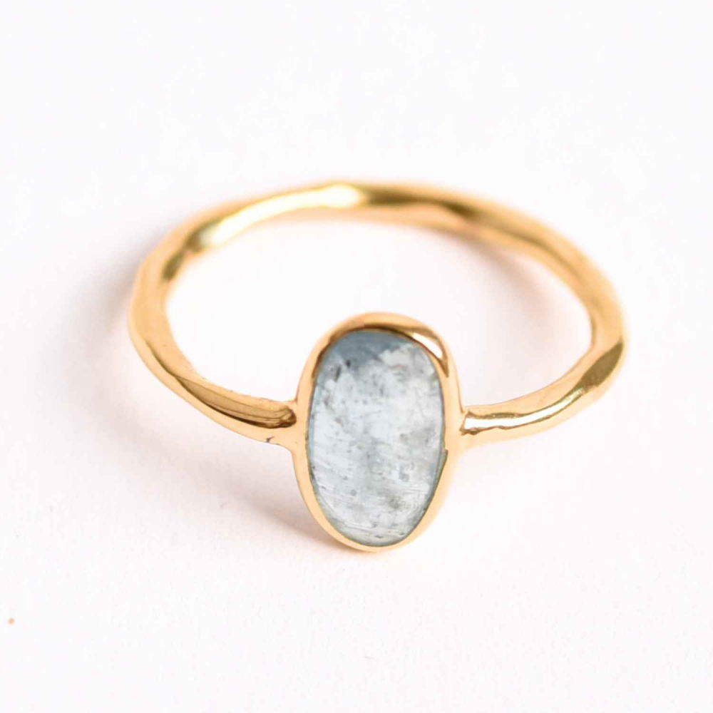 Inel cu Kyanit Albastru Deschis Fatetat din Argint 925 placat cu Aur de 18K – Claritate Mentala si Echilibru Energetic [1]