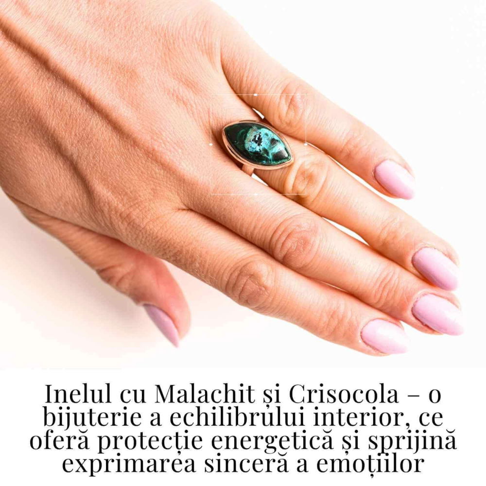 Inel cu Malachit si Crisocola Montura din Argint 925 –  Echilibru emotional si protectie energetica, 6.80gr [2]