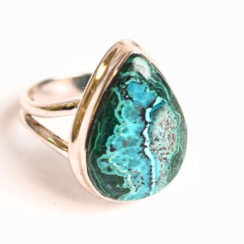 Inel cu Malachit si Crisocola Montura din Argint 925 –  Protectie energetica si echilibru emotional, 6.32 gr - Copie [6]