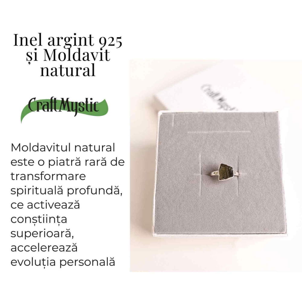 Inel cu Moldavit natural si montura argint 925– Claritate mentala si putere personala [3]