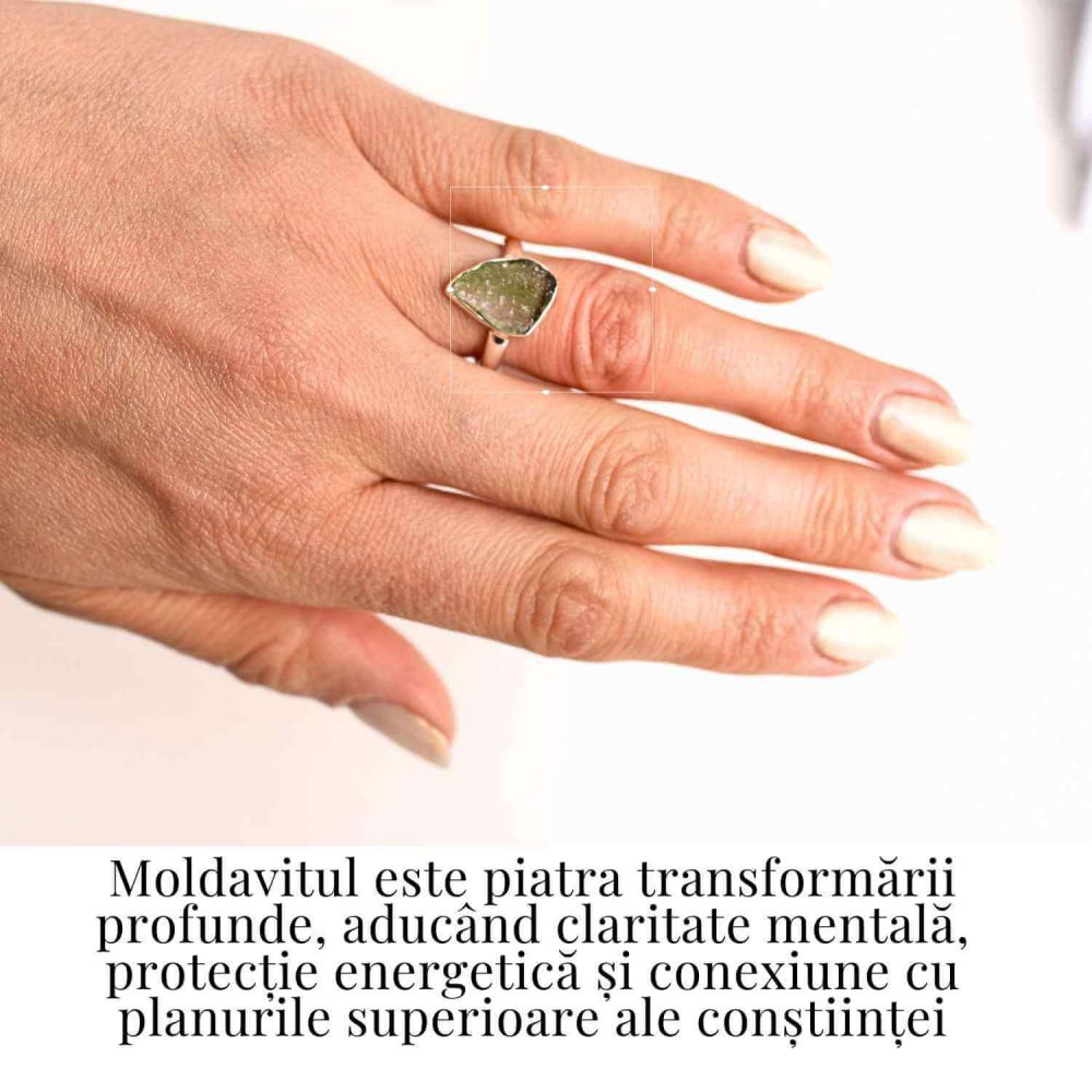 Inel cu Moldavit natural si montura argint 925– Claritate mentala si putere personala [2]