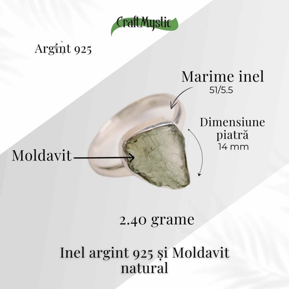 Inel cu Moldavit natural si montura argint 925– Claritate mentala si putere personala [4]