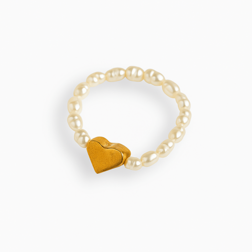 Inel cu perle naturale si inimioara aurie – Cadoul perfect din inima [1]