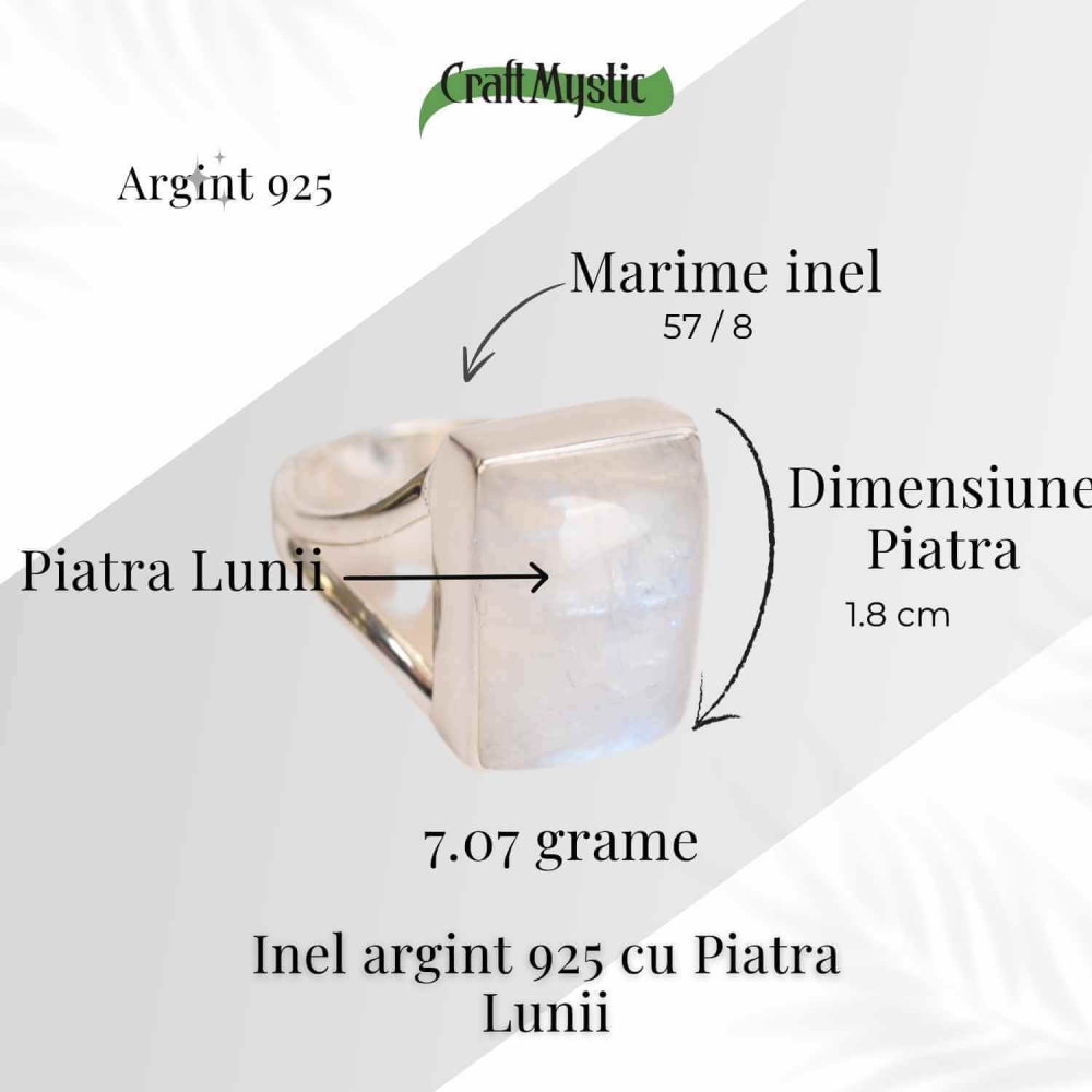 Inel din Argint 925 cu Piatra Lunii 7.07 gr Marime 57/8 – Echilibru emotional si intuitie amplificata [4]