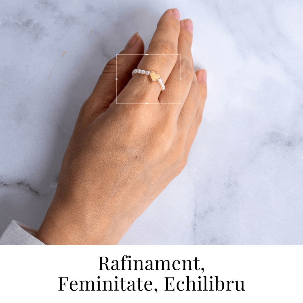 Inel cu perle naturale si inimioara aurie – Cadoul perfect din inima [2]