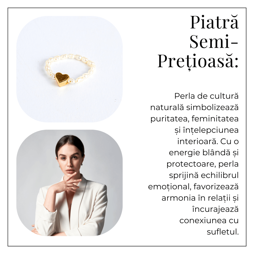 Inel cu perle naturale si inimioara aurie – Cadoul perfect din inima [6]