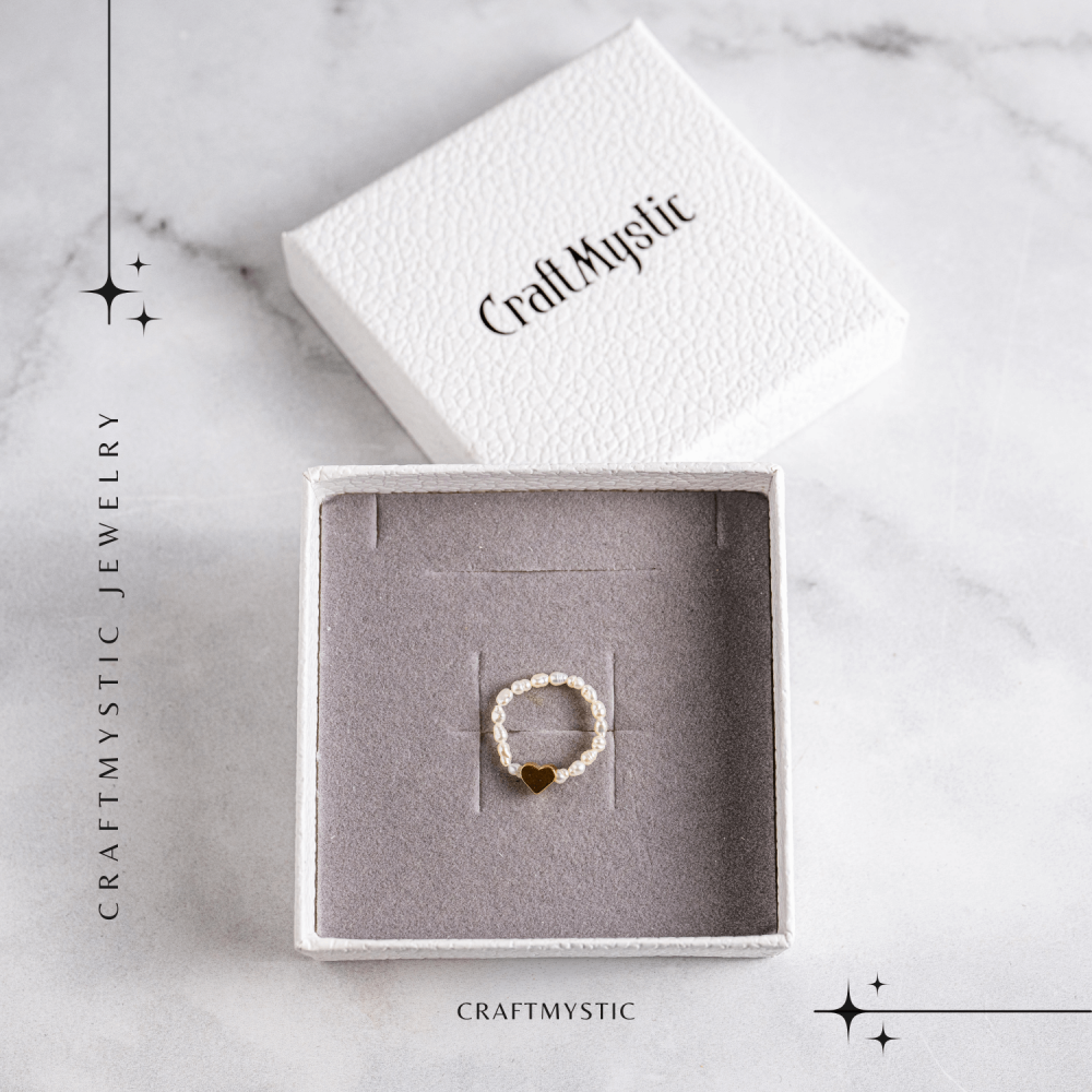 Inel cu perle naturale si inimioara aurie – Cadoul perfect din inima [7]