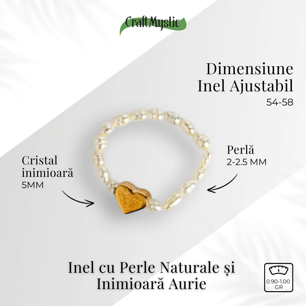 Inel cu perle naturale si inimioara aurie – Cadoul perfect din inima [4]