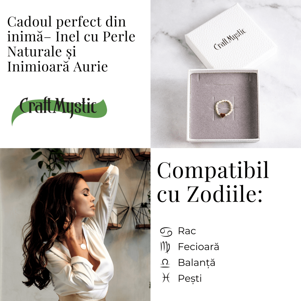 Inel cu perle naturale si inimioara aurie – Cadoul perfect din inima [5]